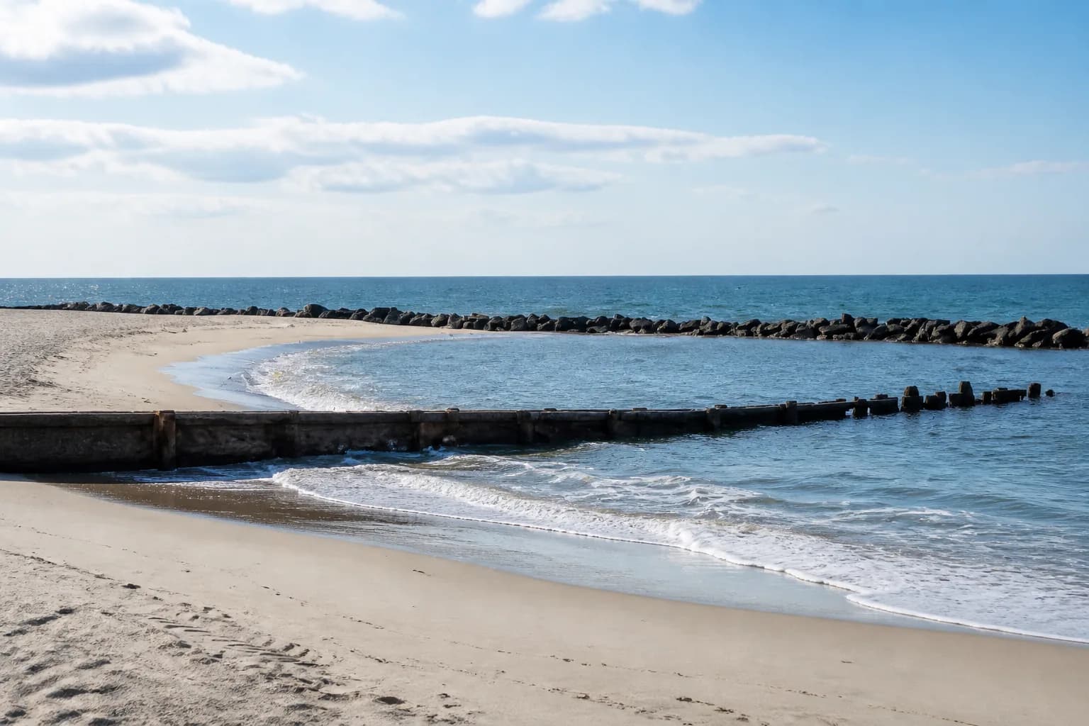 Buckroe Beach shoreline in Hampton, Virginia