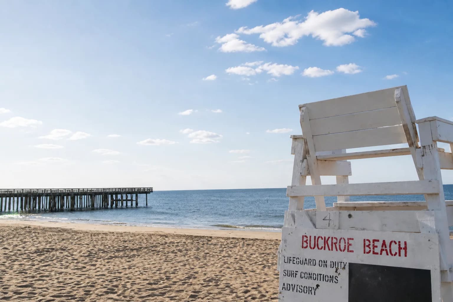 Beach access and shoreline at Buckroe Beach, Hampton