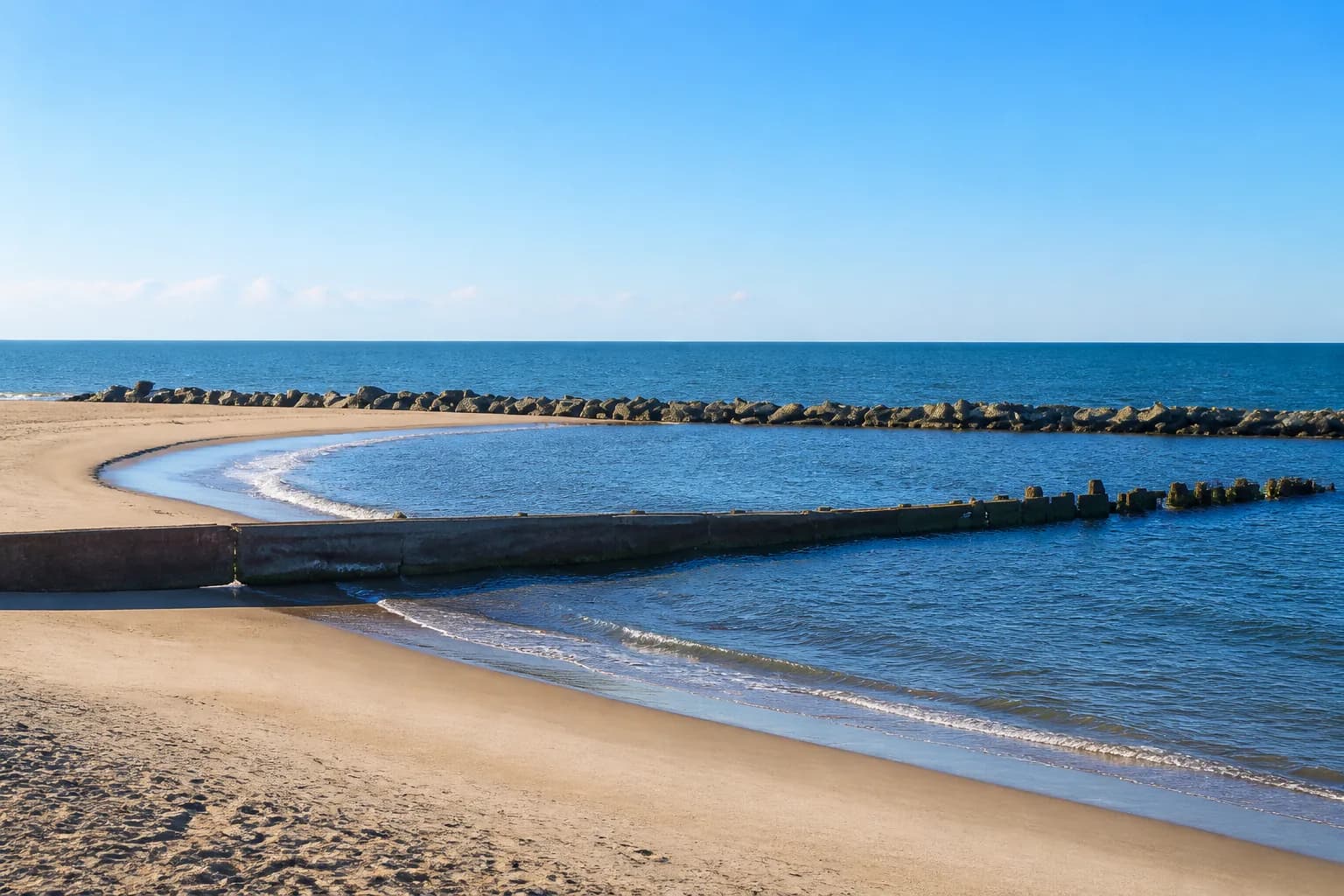 Chesapeake Bay shoreline at Buckroe Beach in Hampton, Virginia