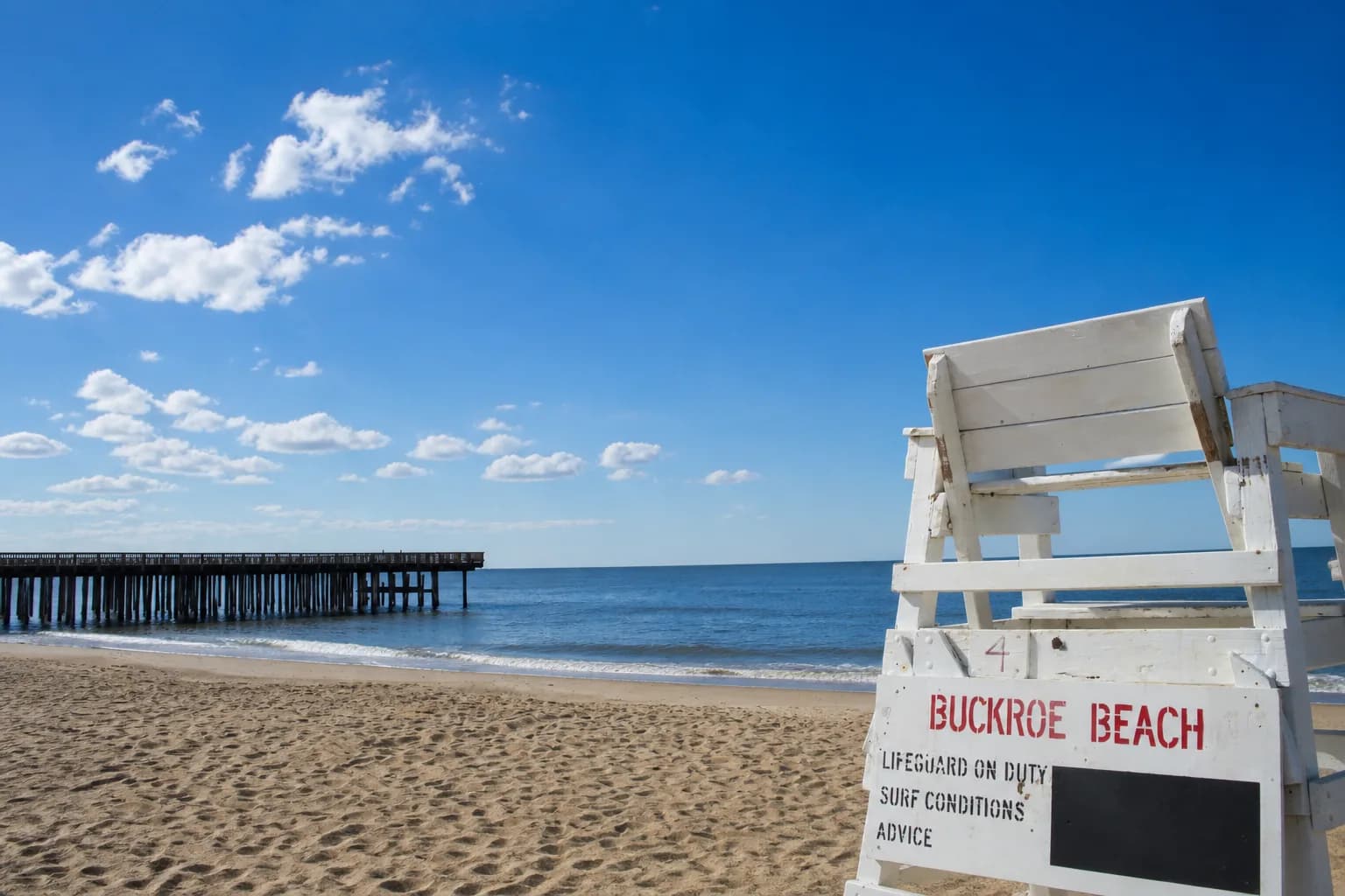 Chesapeake Bay shoreline at Buckroe Beach in Hampton, Virginia