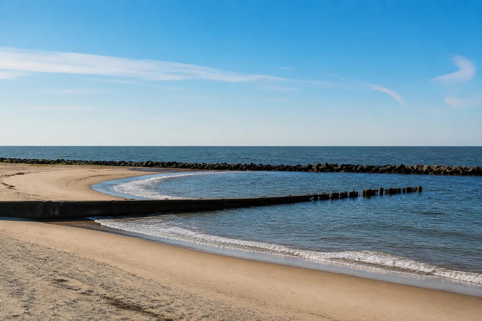 Chesapeake Bay shoreline at Buckroe Beach, Hampton
