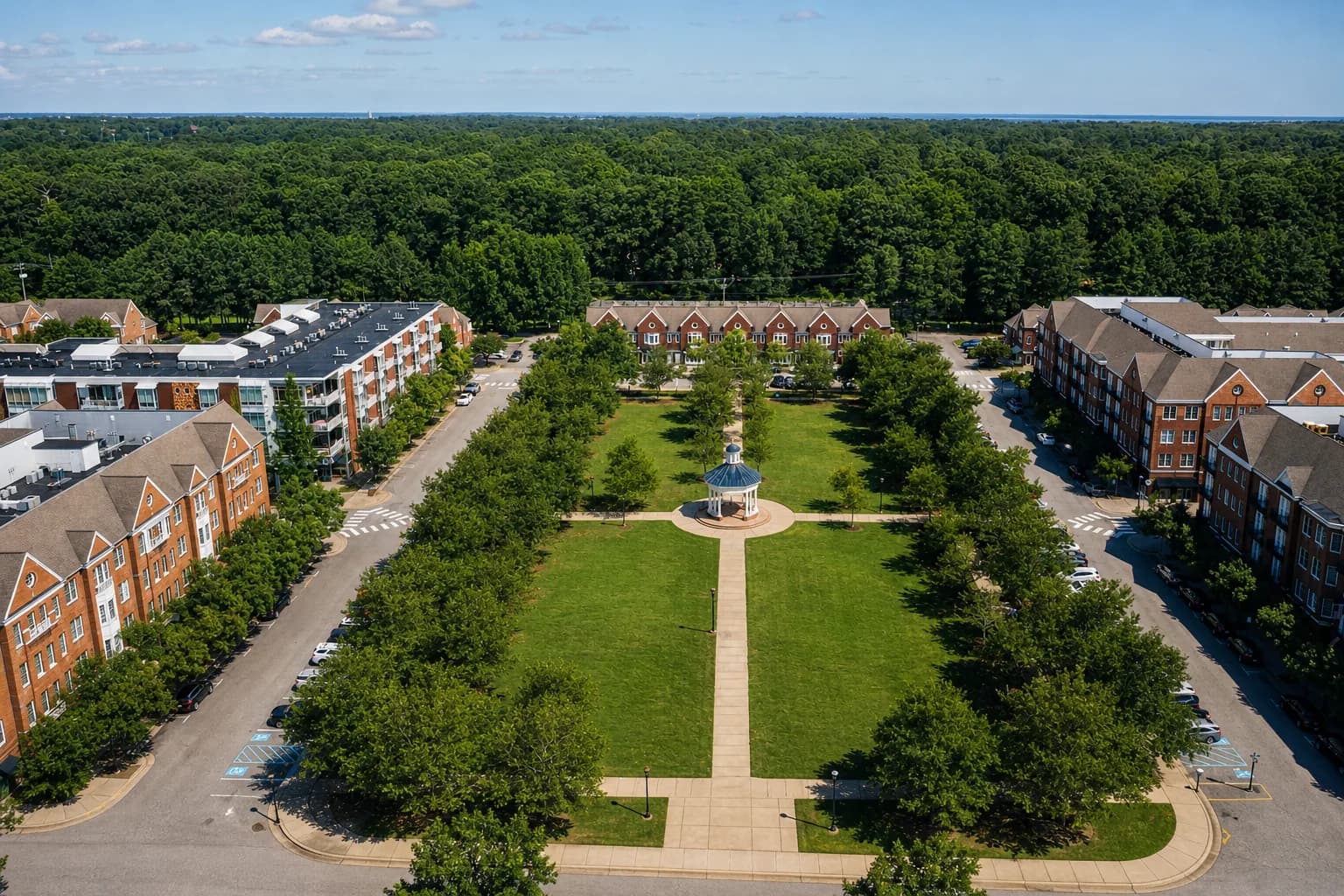 Neo-traditional streetscape in Port Warwick, Newport News