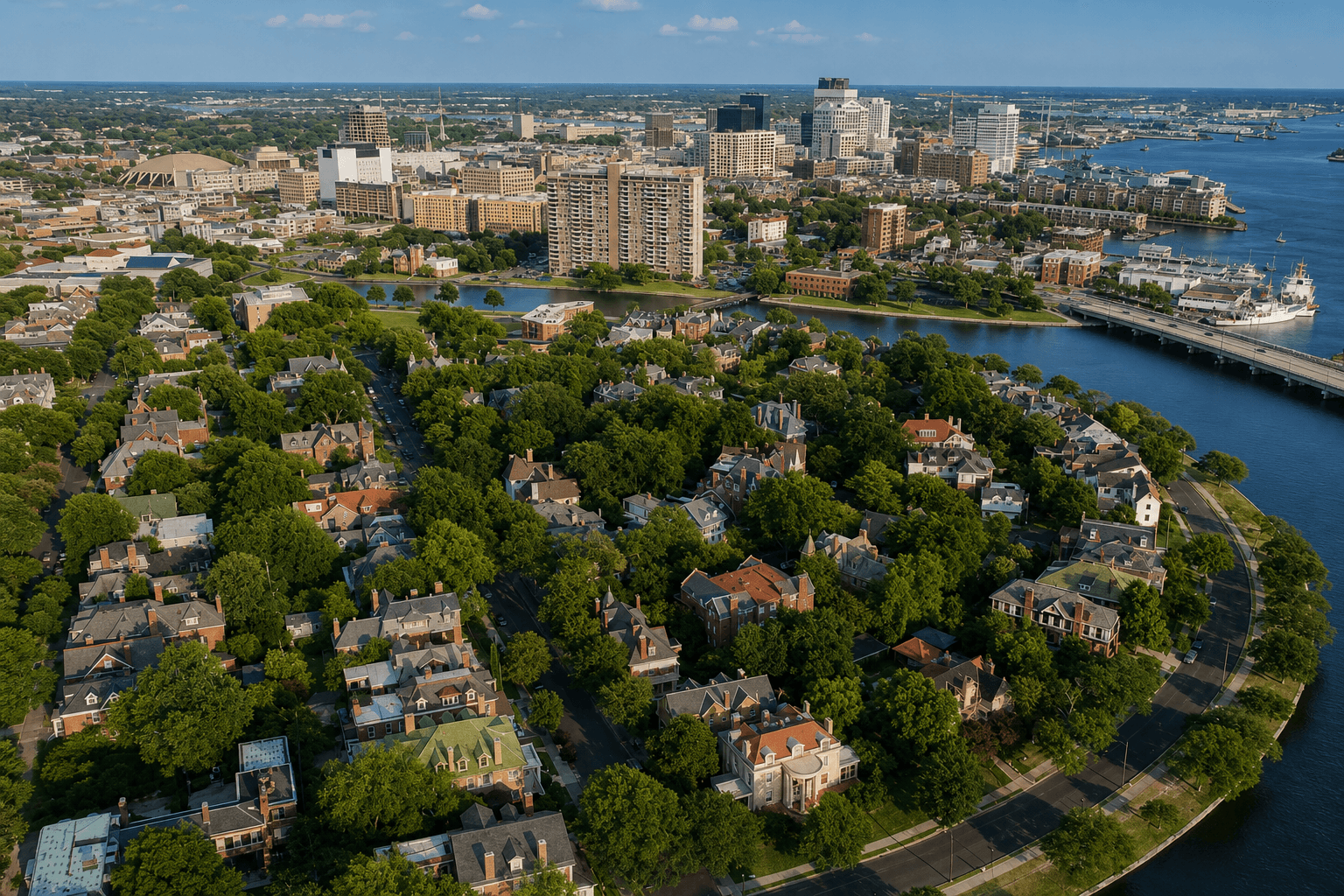 Historic tree-lined streets in Ghent, Norfolk