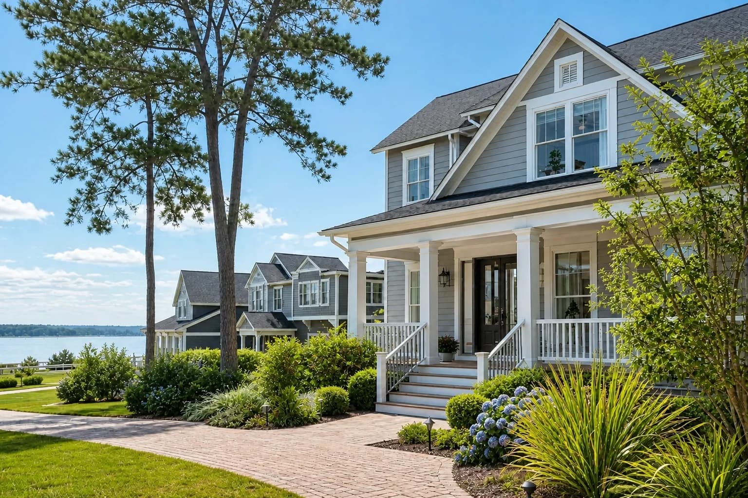 Tree-lined residential street in Great Neck, Hampton Roads