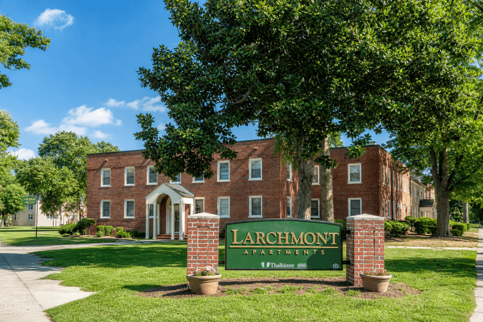 Tree-lined residential streets in Larchmont, Norfolk