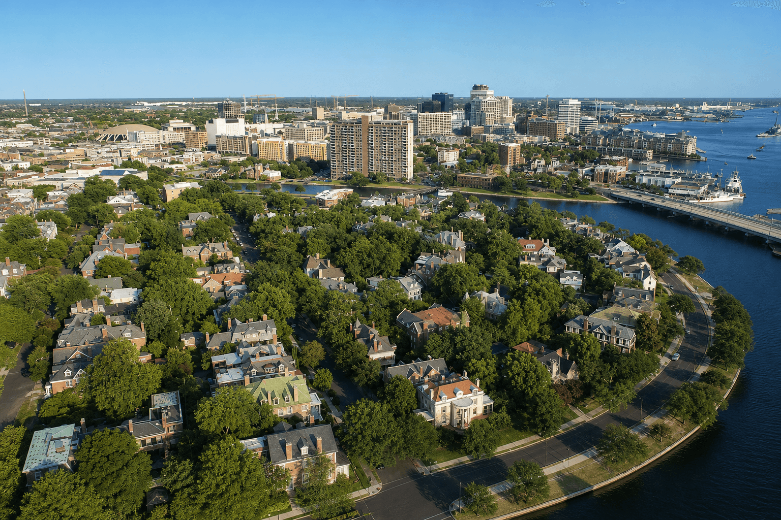 Historic tree-lined streets in Ghent, Norfolk