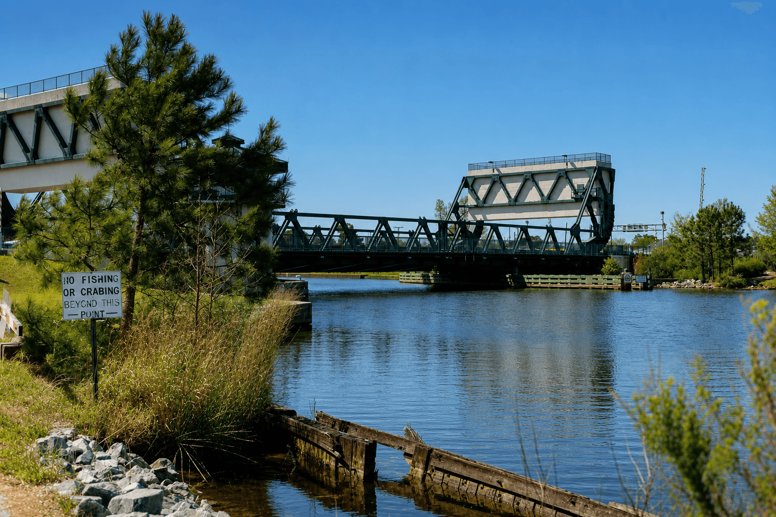 Homes near the waterway in Great Bridge, Chesapeake, Virginia